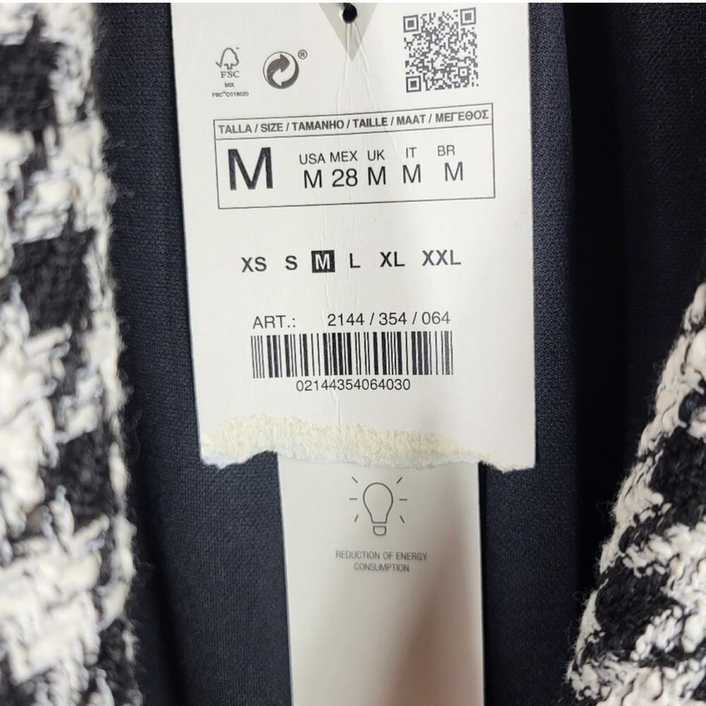 NWT Zara Tweed Structured Blazer Mini Dress Houndstooth Size M S - Picture 7 of 7